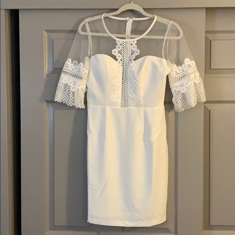 VICI white crochet bodycon dress